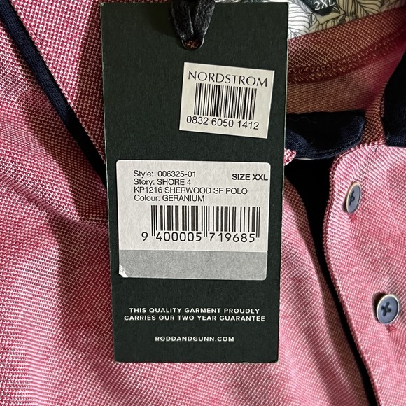 Rodd & Gunn‎ Sherwood Sports Fit Polo Shirt Men's Size 2XL Pink - Picture 6 of 7